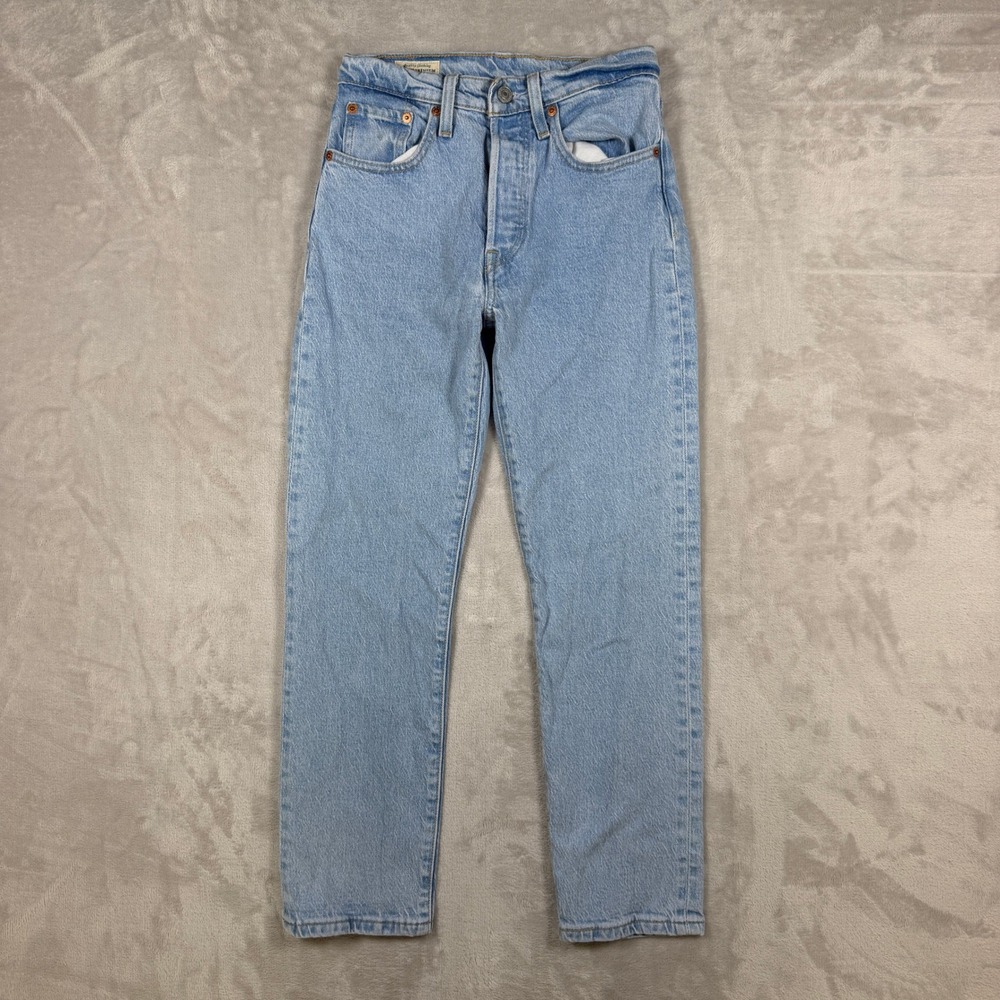 Levis 501 Crop Jeans Womens 24 x 26 Light Wash High Rise Button Fly Straight